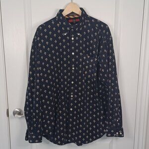 Vintage Tommy Hilfiger Fluer-de-Lis Shirt Men XL Blue Y2K  Corduroy 100% Cotton